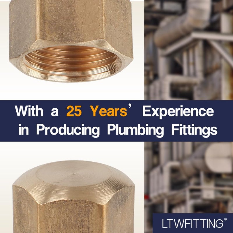 LTWFITTING 3/8-Inch Brass Compression Cap Stop Valve Cap,Brass Compression Fitting(Pack of 60) - Image 5